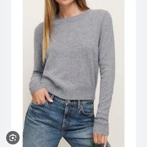 Reformation Gray Cashmere Dana Sweater